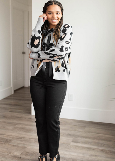 Marcie Grey Leopard Cardigan