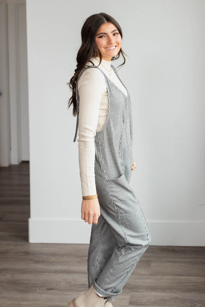 Marian Charcoal Stripe Overalls