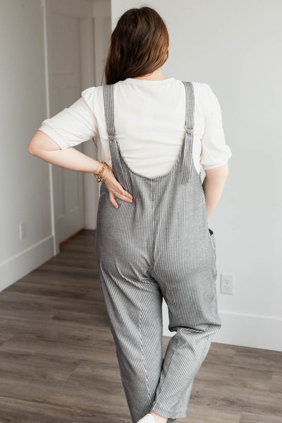 Marian Charcoal Stripe Overalls