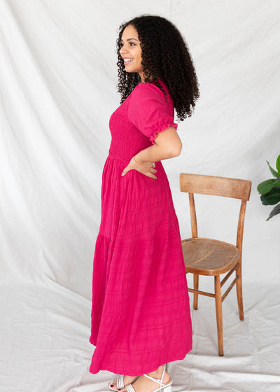 Marie Hot Pink Tiered Dress