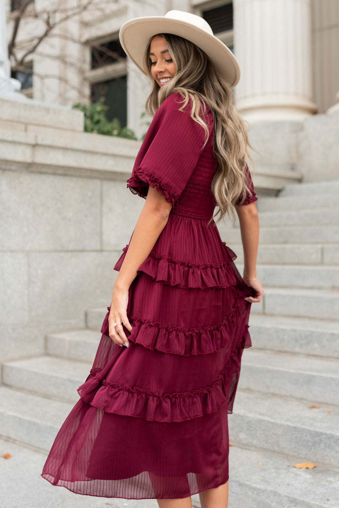 Burgundy bohemian dress best sale