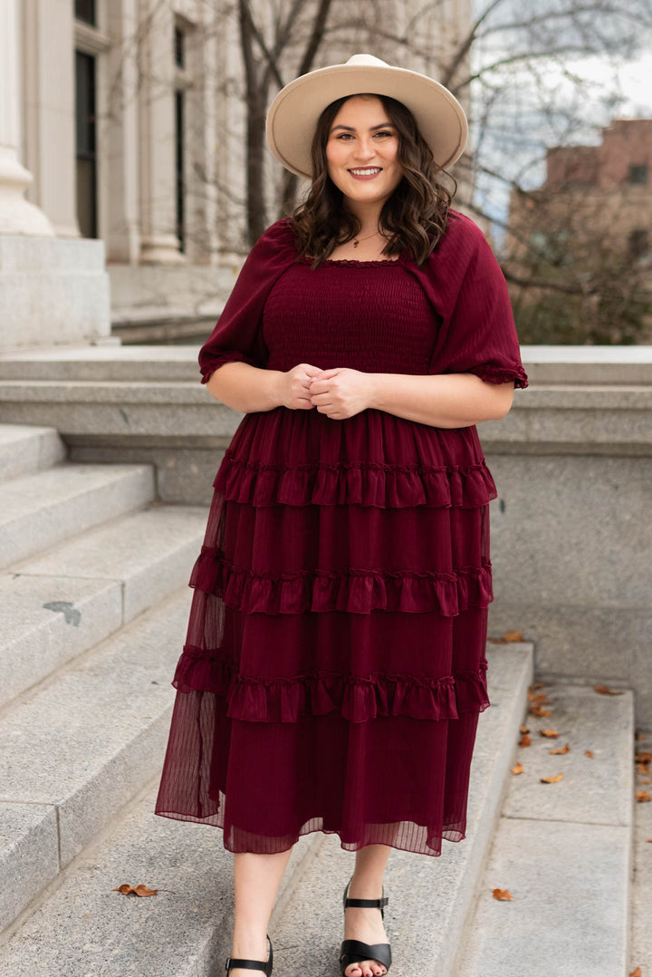 Marla Burgundy Tiered Dress Polagram My Sister s Closet