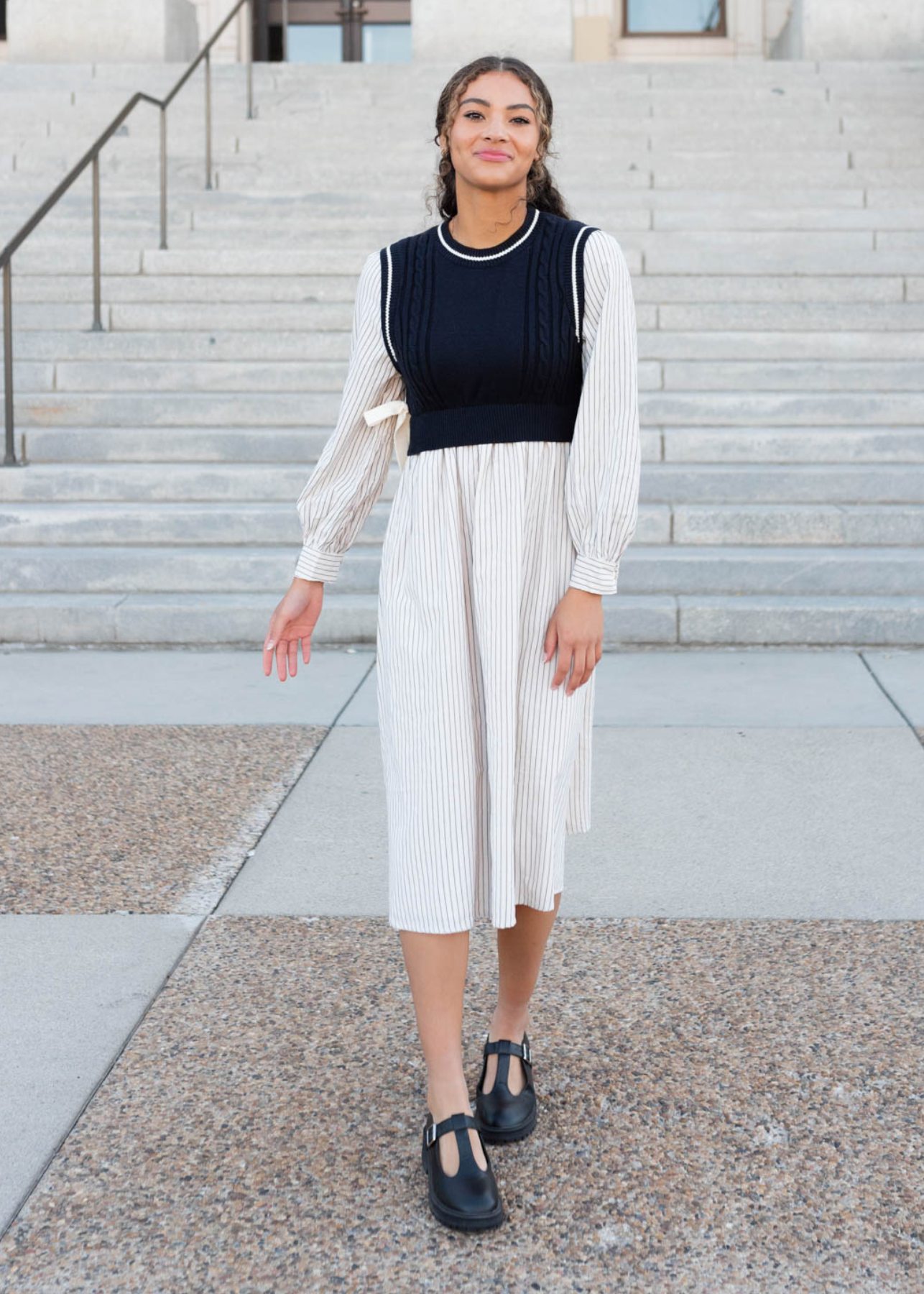 Navy knit sweater dress