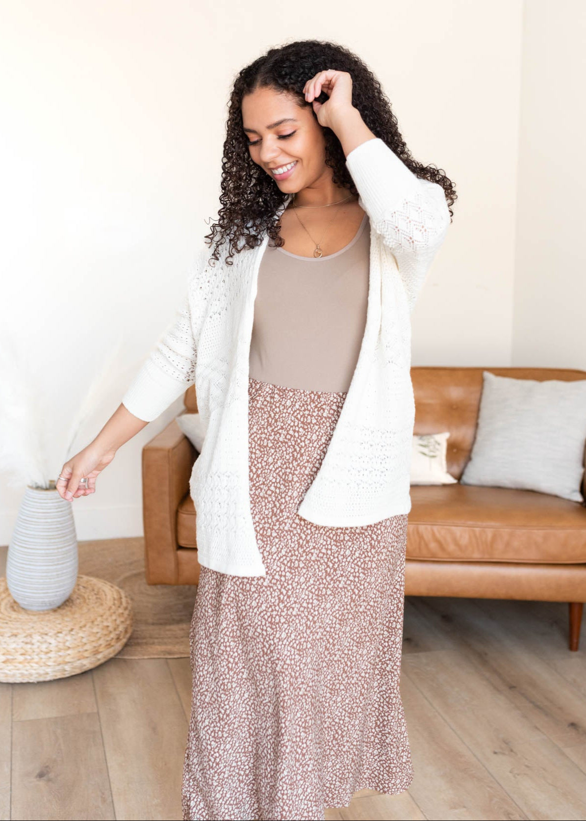 Marly Ivory Crochet Knit Cardigan