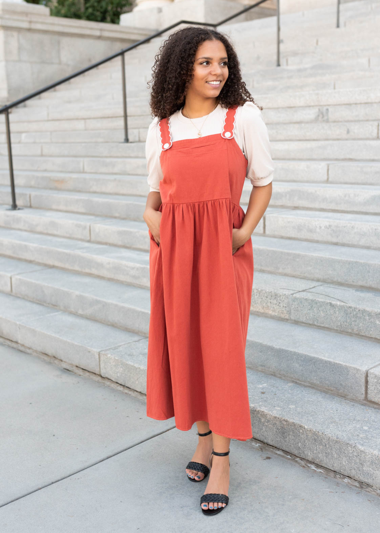 Orange dress with pockets hotsell