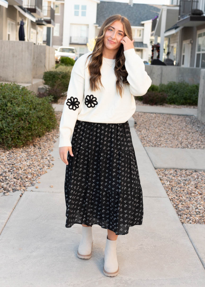 Long sleeve cream floral sweater