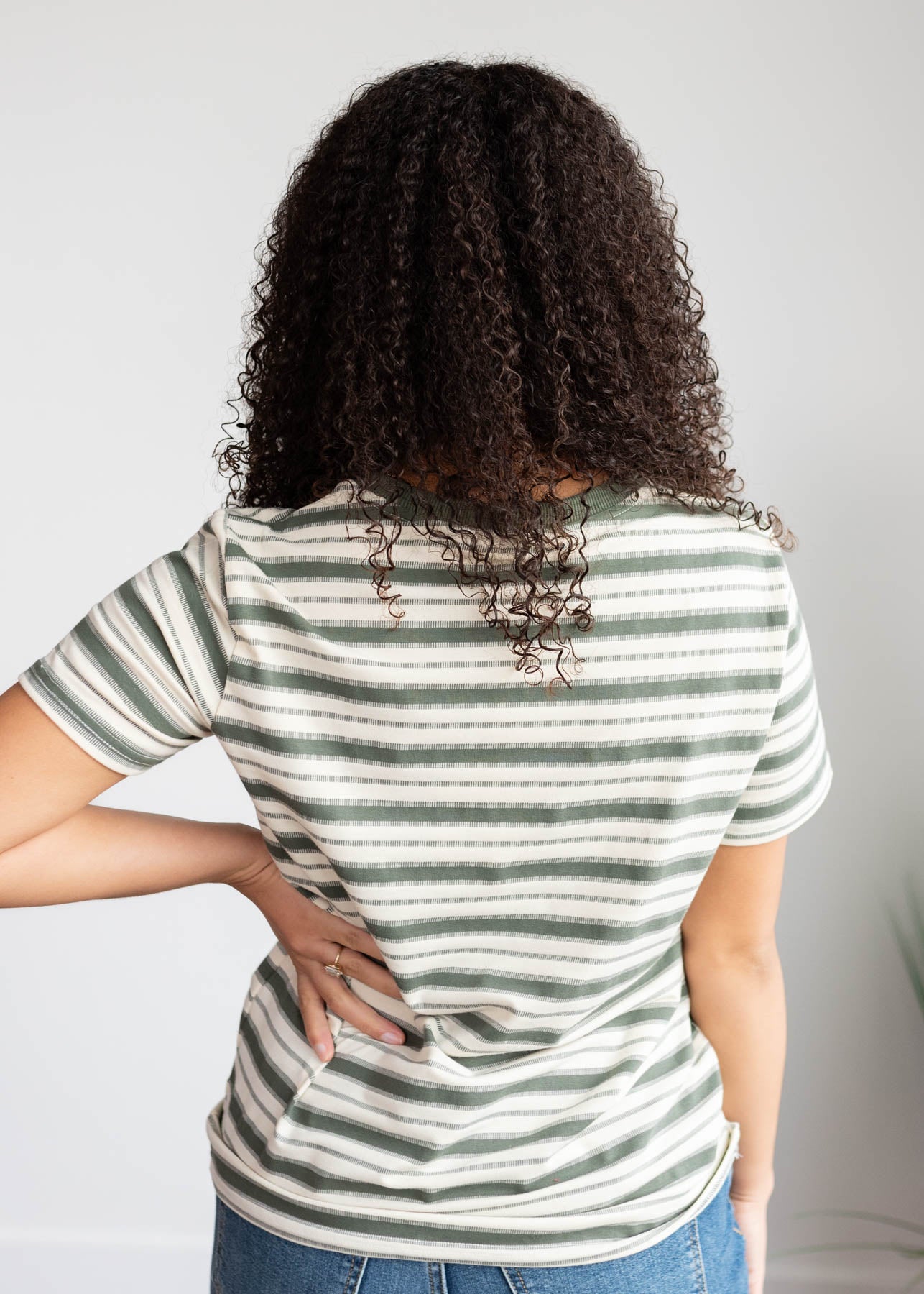 Back view of the jade stripe top