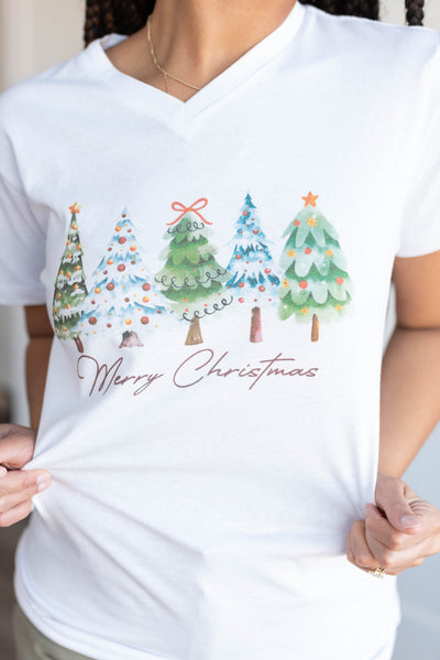 Merry Christmas Trees White T-Shirt