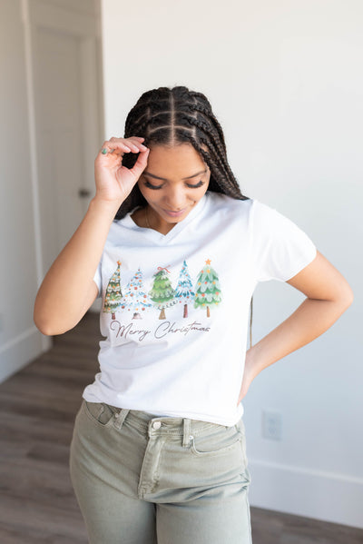 Merry Christmas Trees White T-Shirt