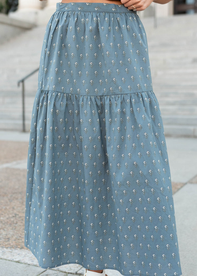 Steel blue flroal skirt