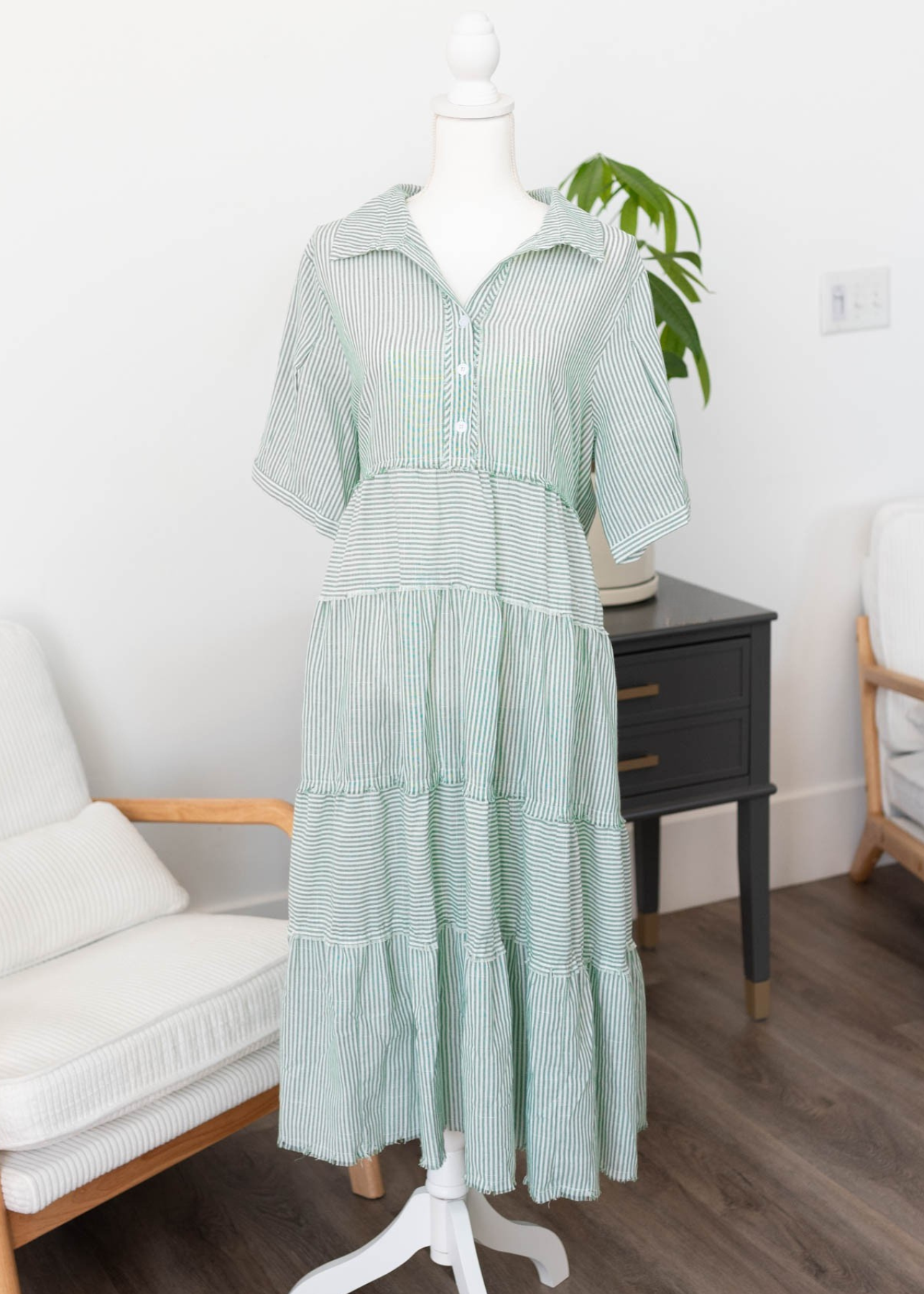 Green stripe dress