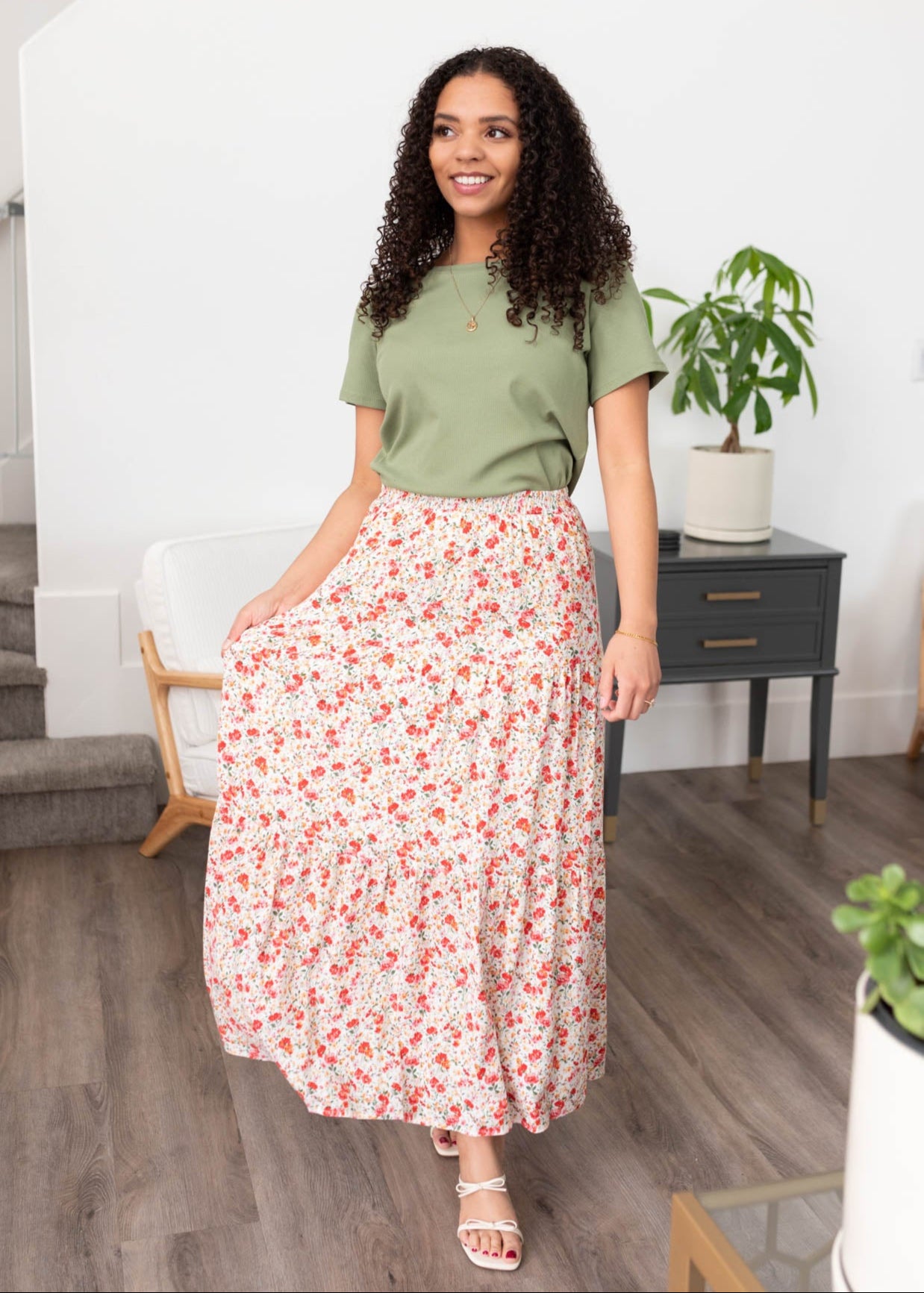 Bright color multi floral skirt