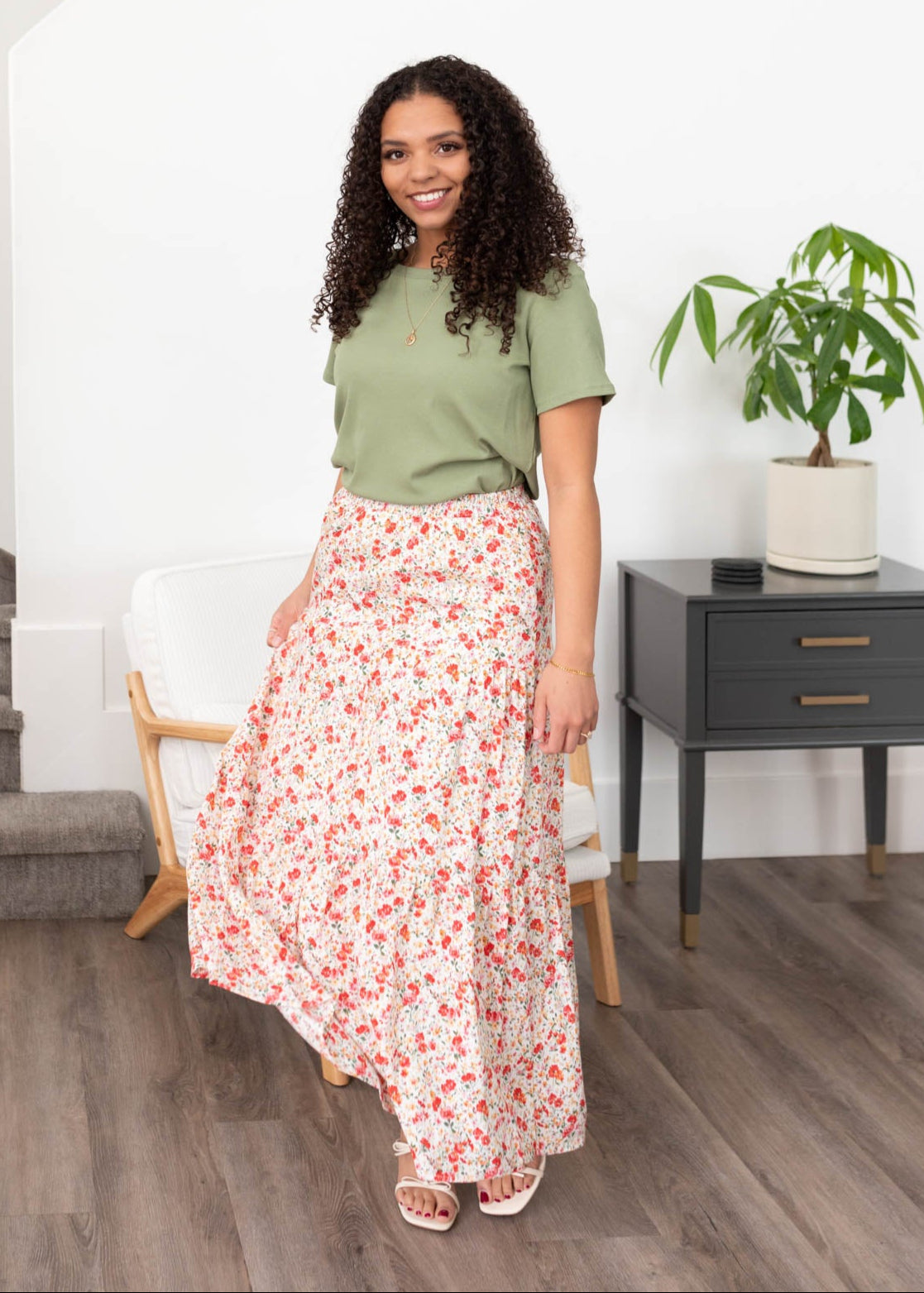 Tiered multi floral skirt 