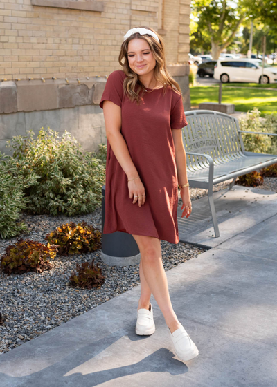 Brick red relaxed dress