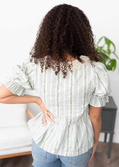 Back view of the green lace top