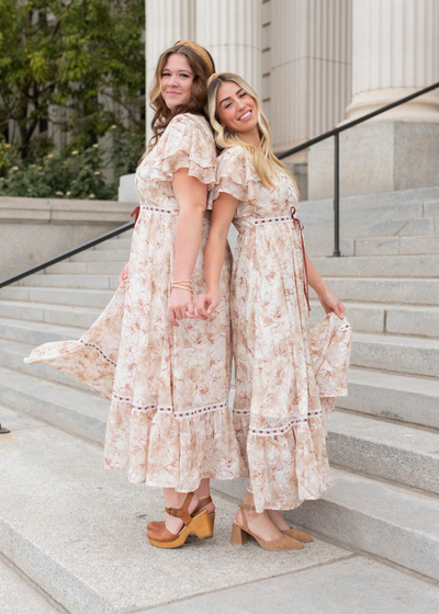 Pascal Burgundy Floral Lace Dress