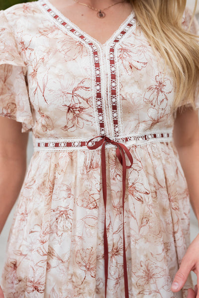 Pascal Burgundy Floral Lace Dress