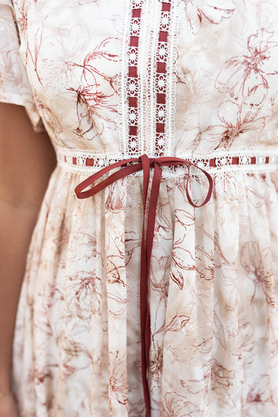 Pascal Burgundy Floral Lace Dress