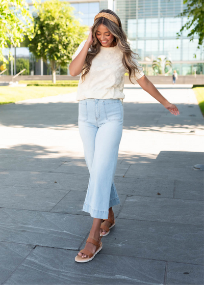 Small cream floral pattern top