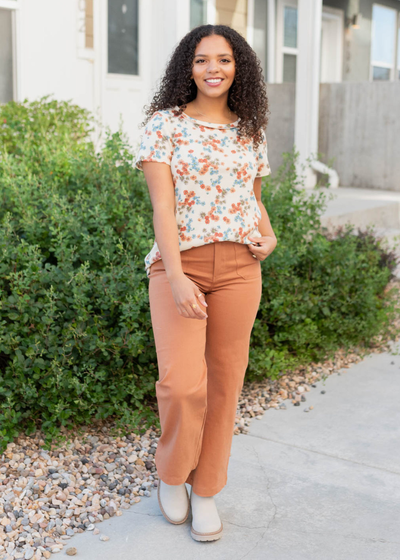 Wide leg caramel pant