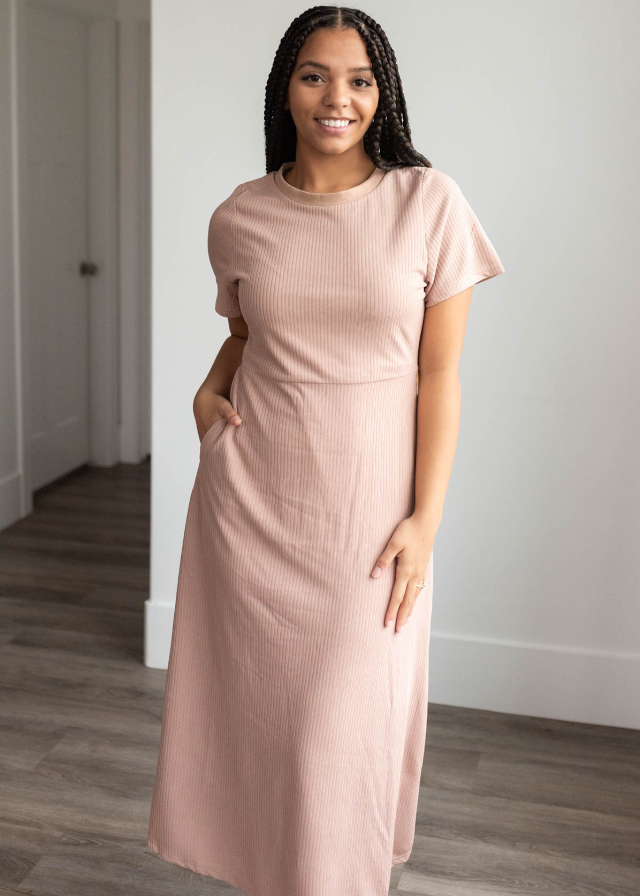 Raylee Taupe Ribbed Dress