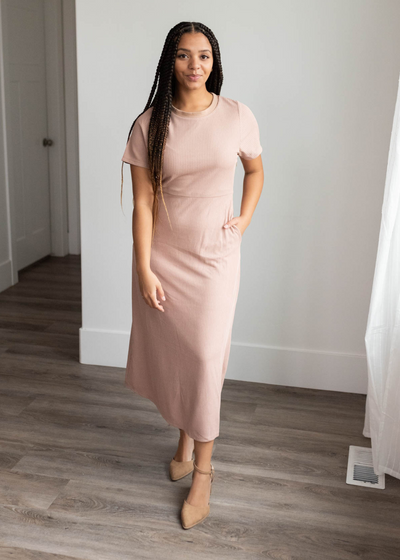 Raylee Taupe Ribbed Dress