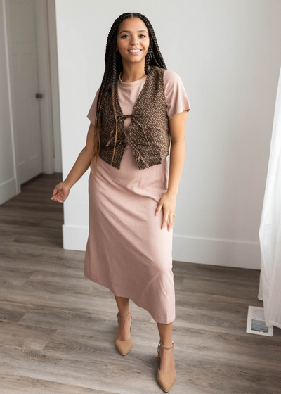 Raylee Taupe Ribbed Dress