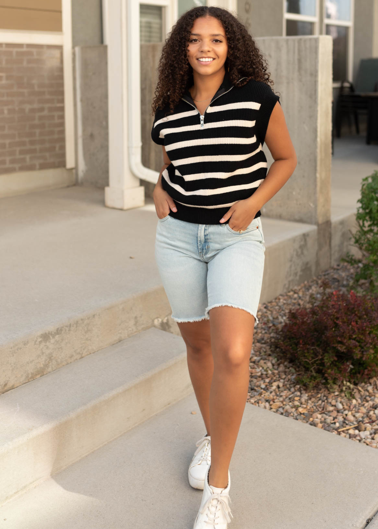 Black taupe stripe sweater