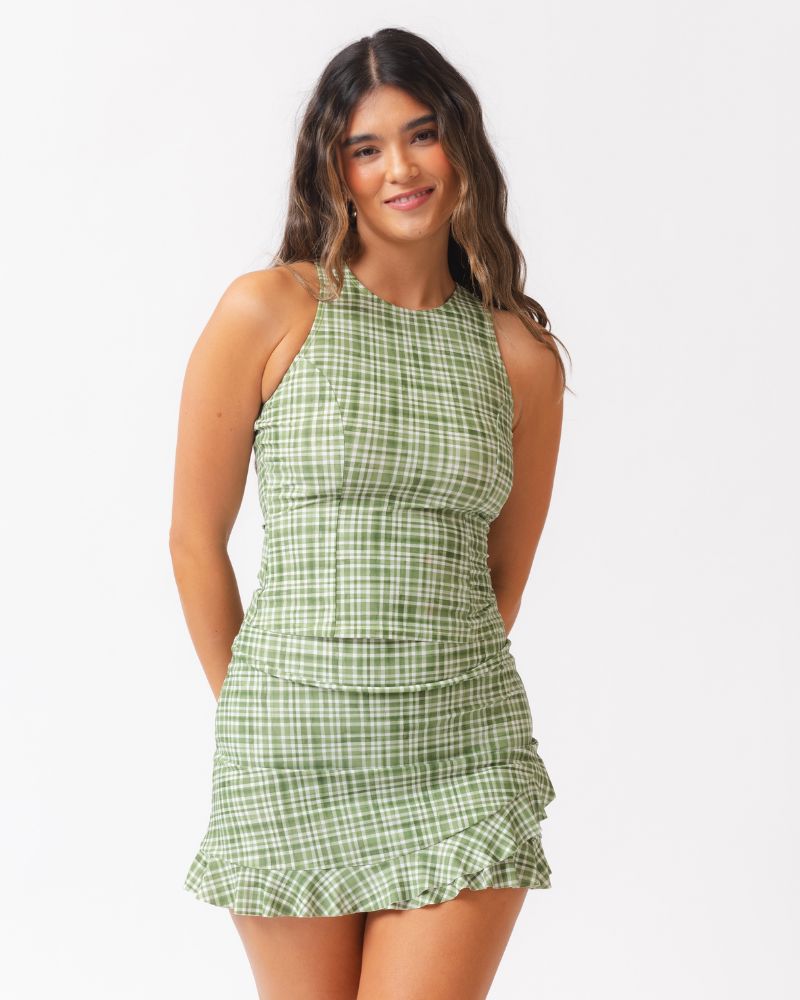 Fern Gingham Ruffle Skirt w/ Bottoms