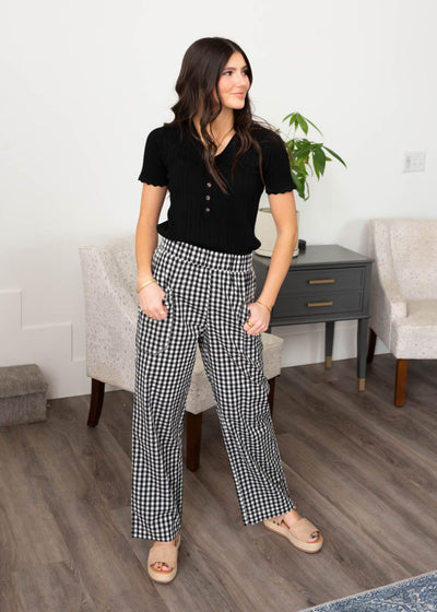 Samantha Black and White Gingham Pants