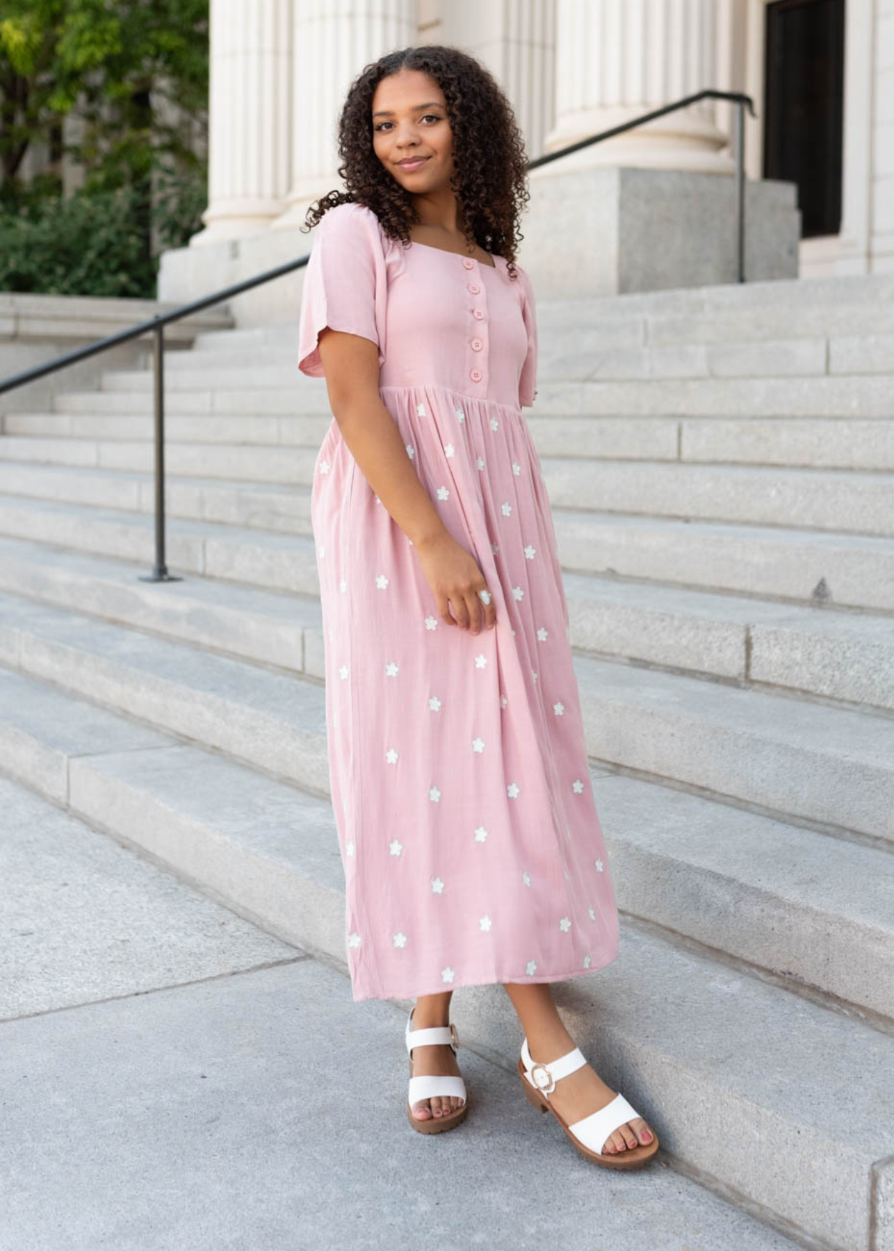 Selene Blush Embroidered Dress