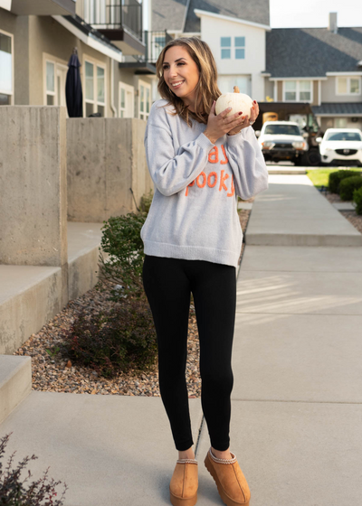 Long sleeve stay spooky light grey sweater