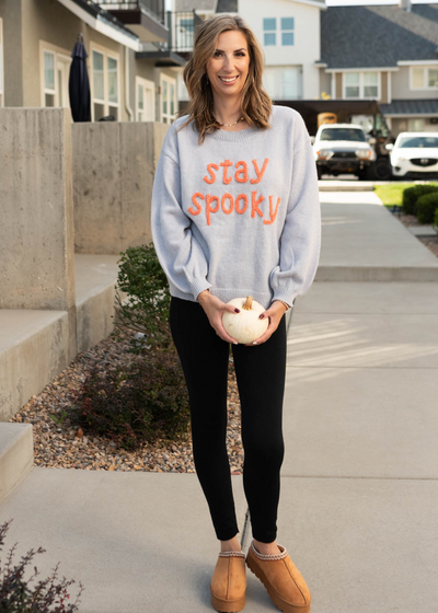 Stay spooky light grey sweater