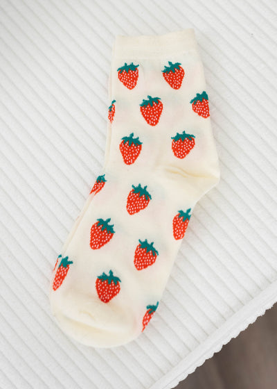 Strawberry print socks