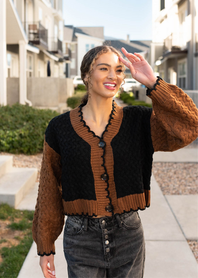 Long sleeve black knit cardigan