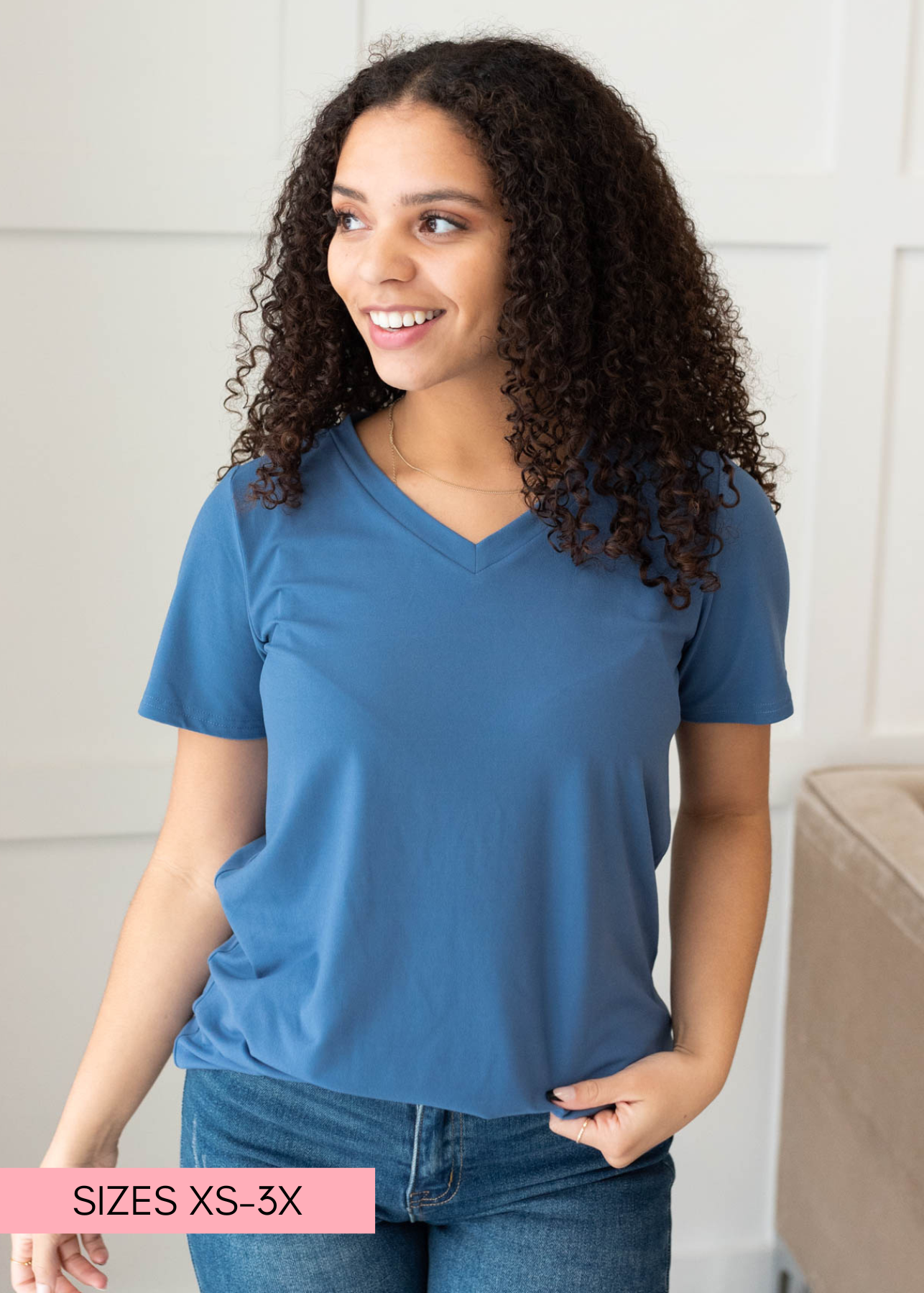 The Classic Blue V-Neck Top