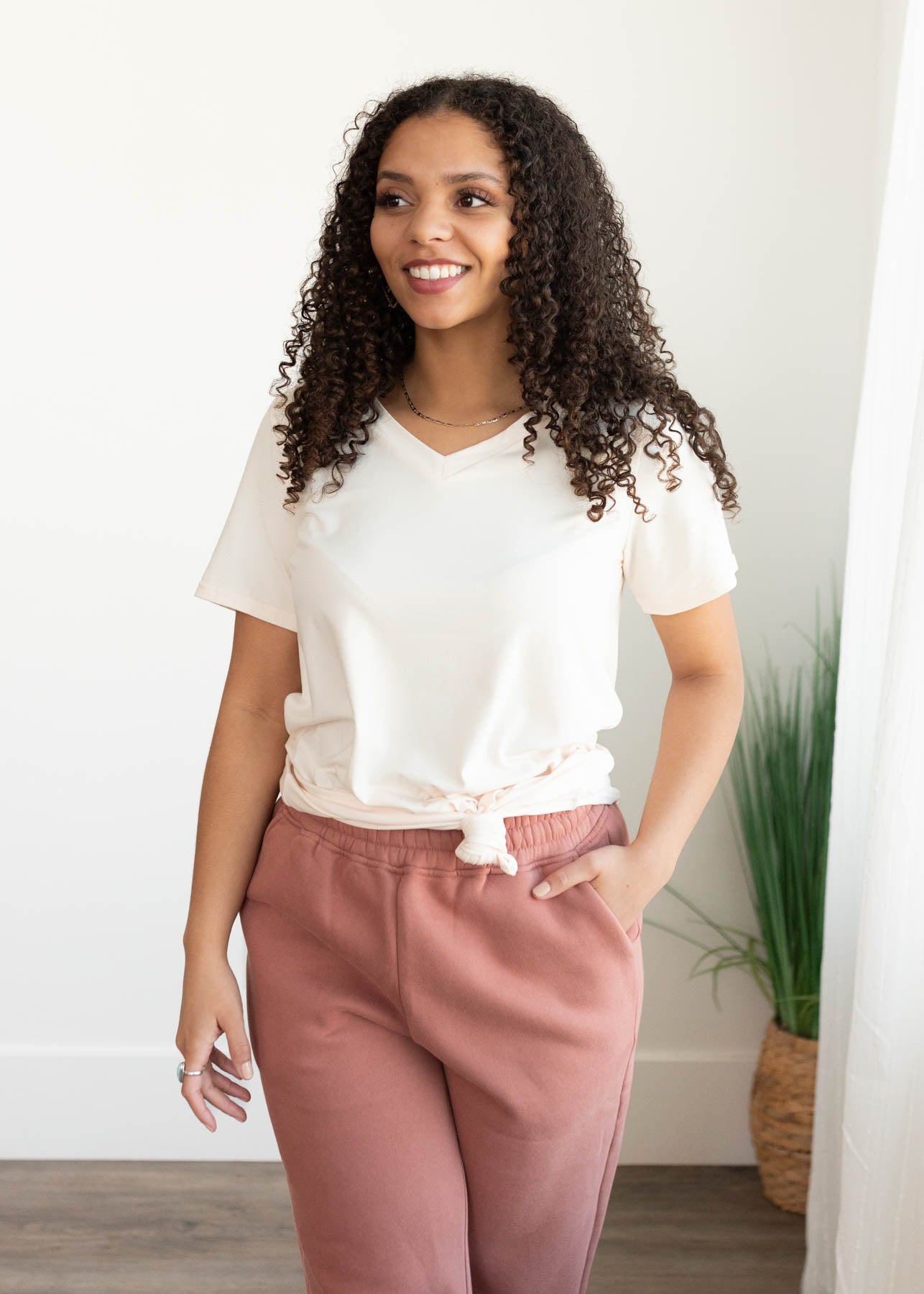 The Classic Cream V-Neck Top