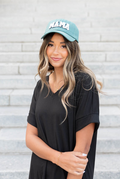 Dark teal Sherpa Mama hat