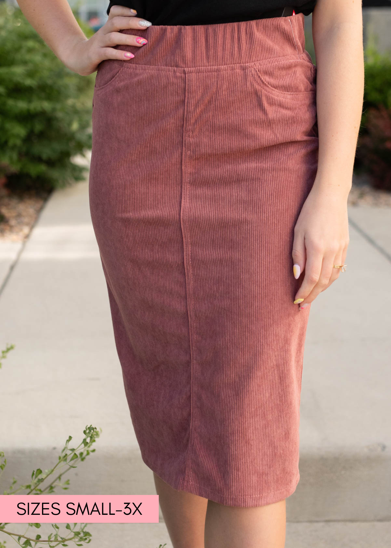 Dusty rose corduroy skirt