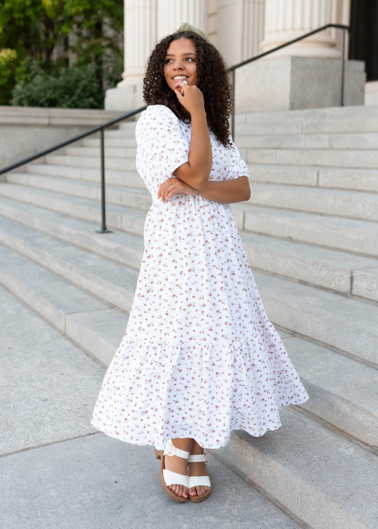 White red floral dress