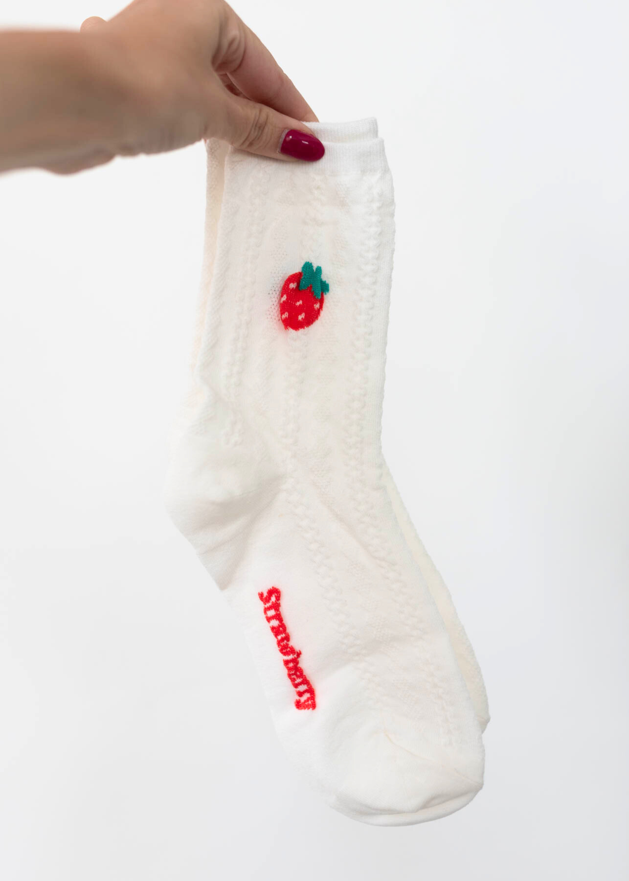 White strawberry socks