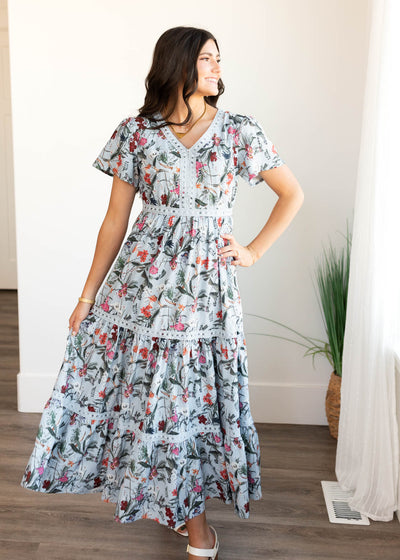 Zoie Blue Floral Tiered Dress