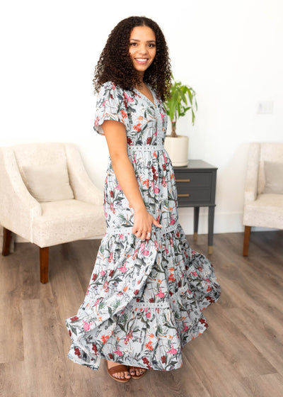 Zoie Blue Floral Tiered Dress