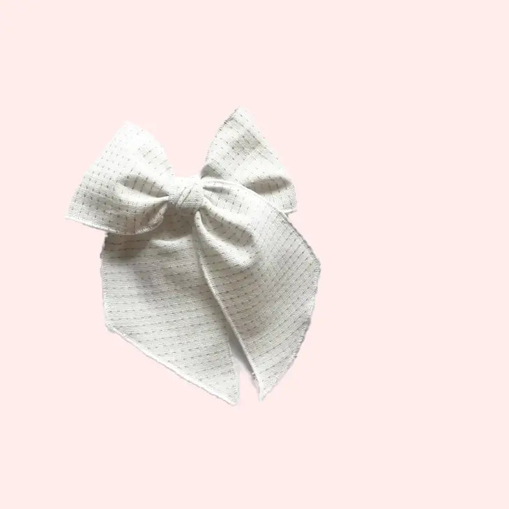 Elle White Dashed Bow