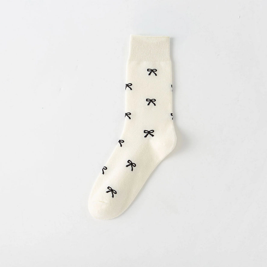 White mini bow socks