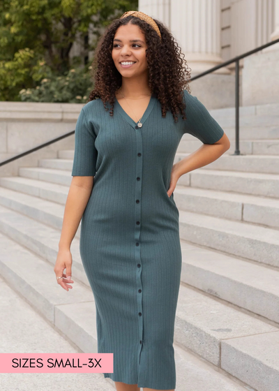 Dark green sweater dress