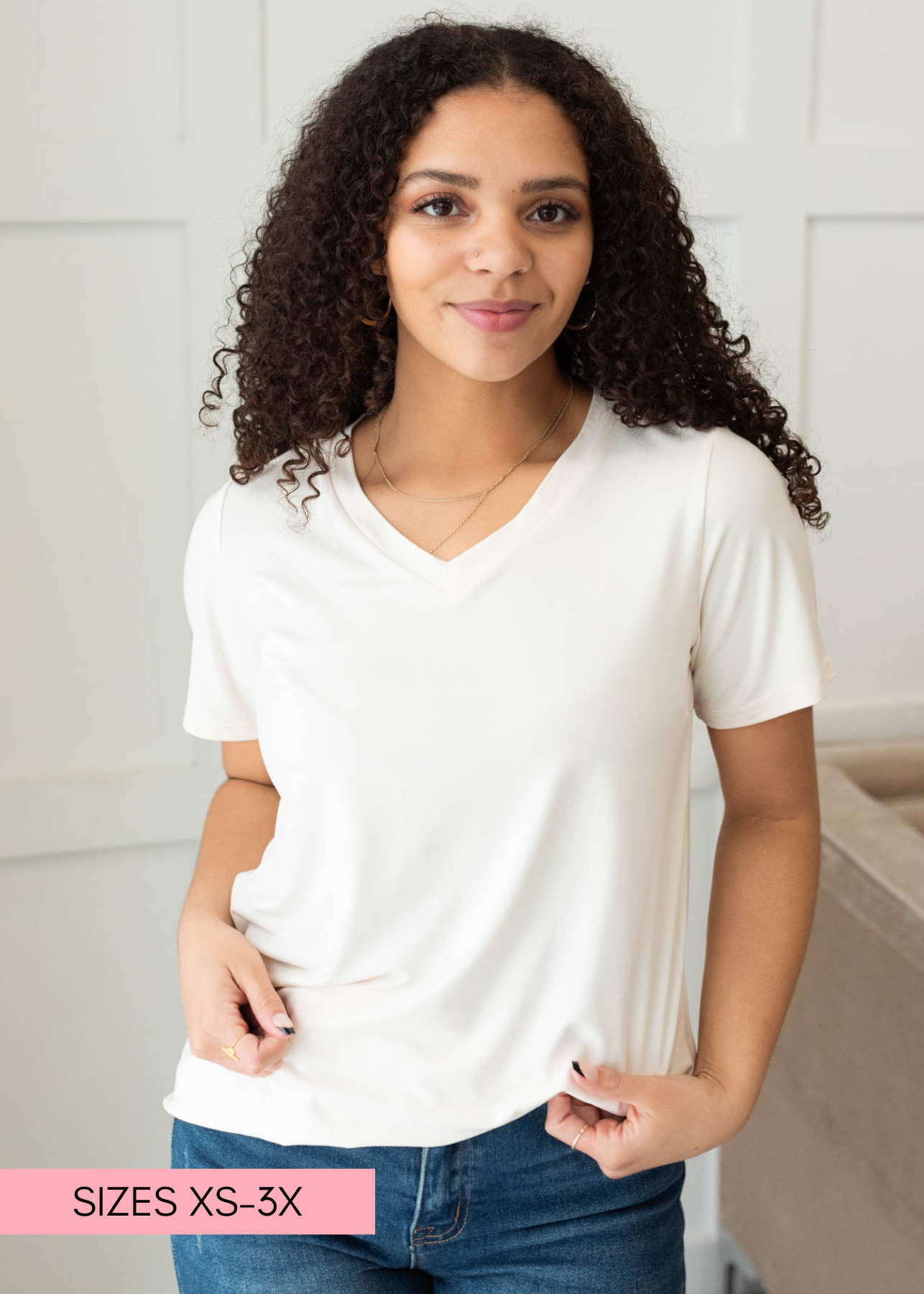 The Classic Cream V-Neck Top