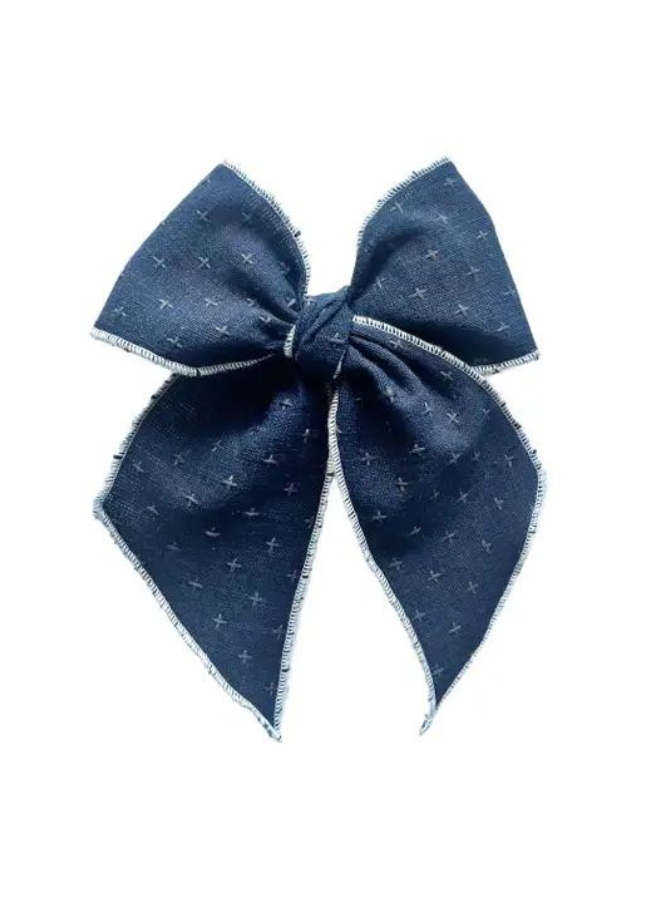 Elle Navy Cross Stitch Bow