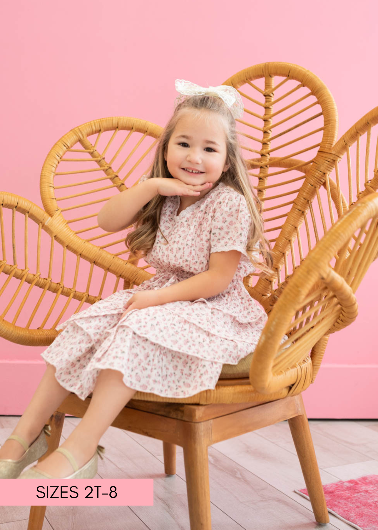 Mira Blush Rose Tiered Ruffle Little Girl Dress