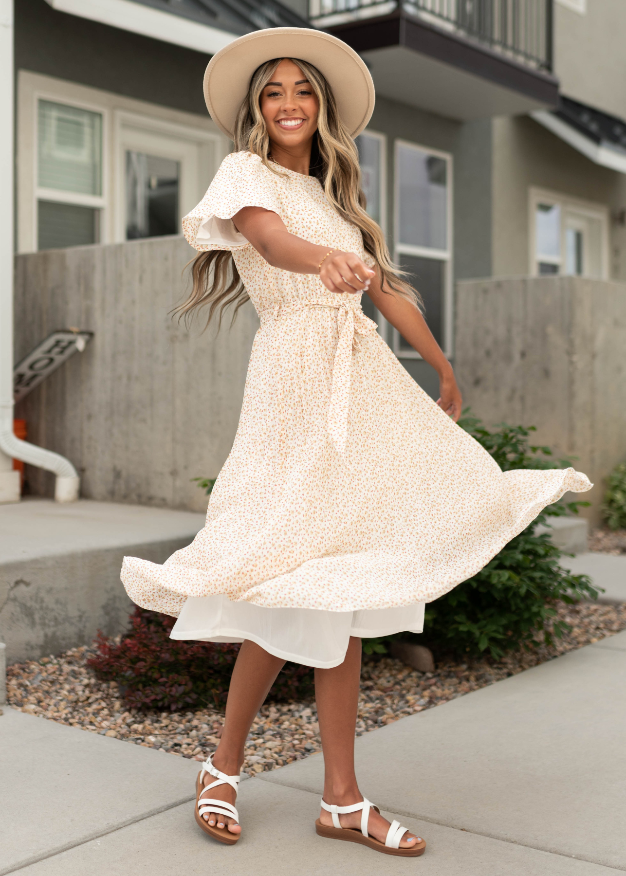 Ivory floral dress